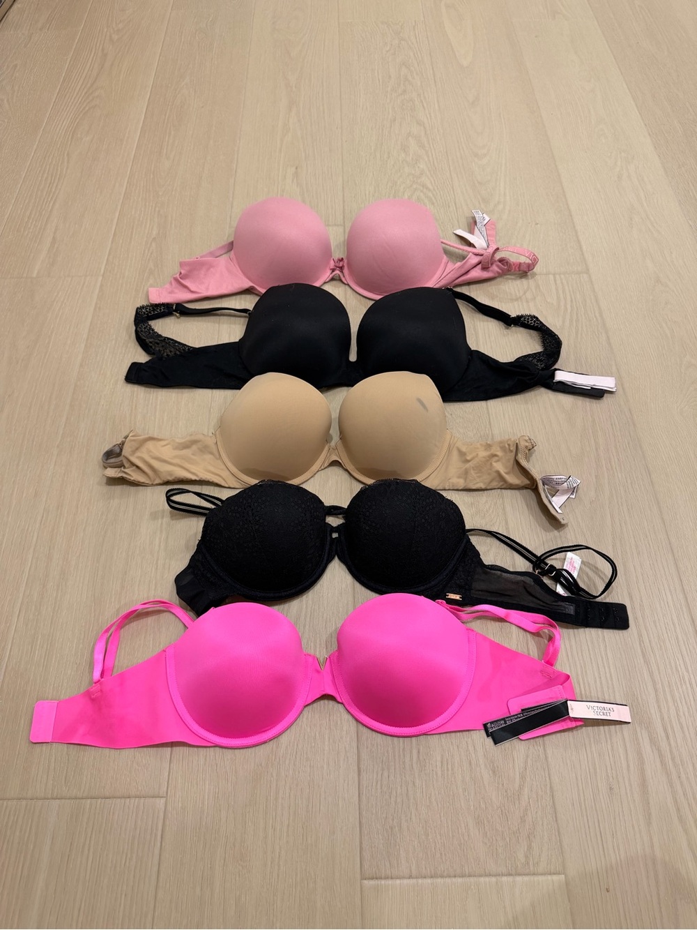 Victoria's Secret Mixed Color Bra Bundle — Pink, Black, Nude Size 32D